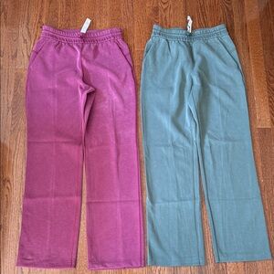 lululemon athletica magenta and green softstreme wide leg pants